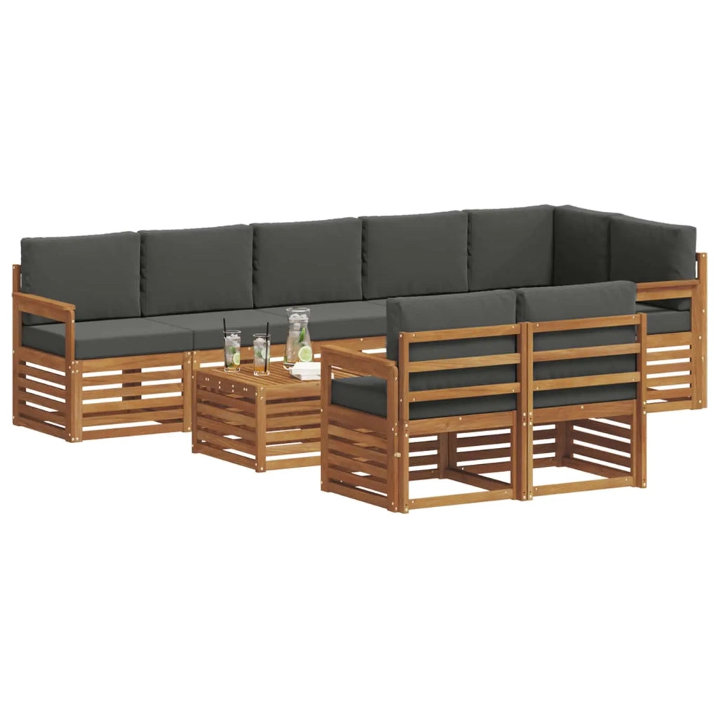 Set divani 9 pcs Naturale e Antracite Legno di Acacia Massello 3375037