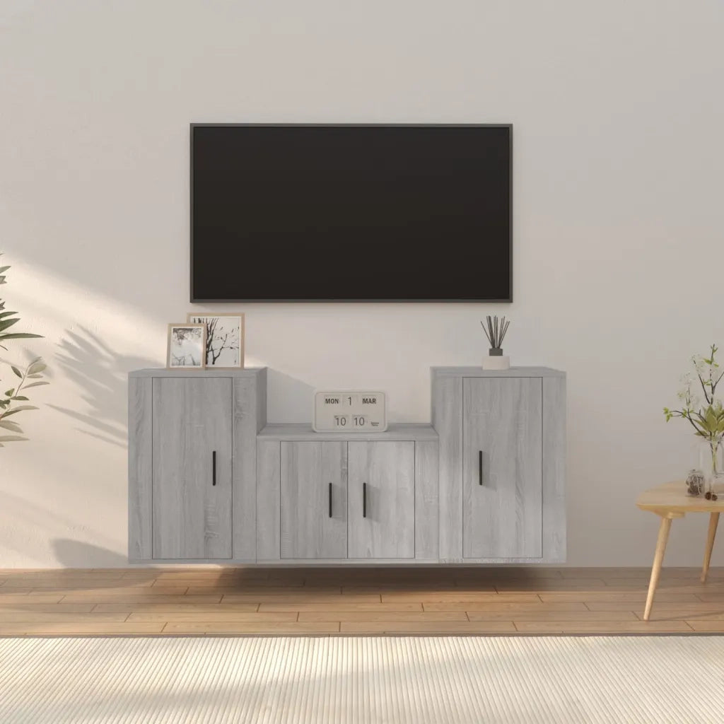 Set Mobili Porta TV 3 pz Grigio Sonoma in Legno Multistrato 3188388