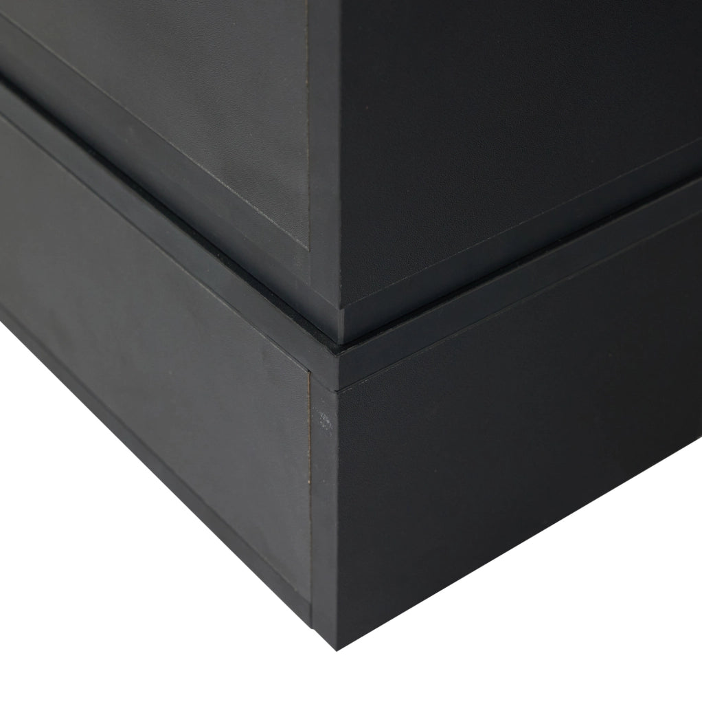 Tavolino da salotto LED nero 100 x 50 x 35 cm con struttura a doppio livello e piano in vetro temperato
