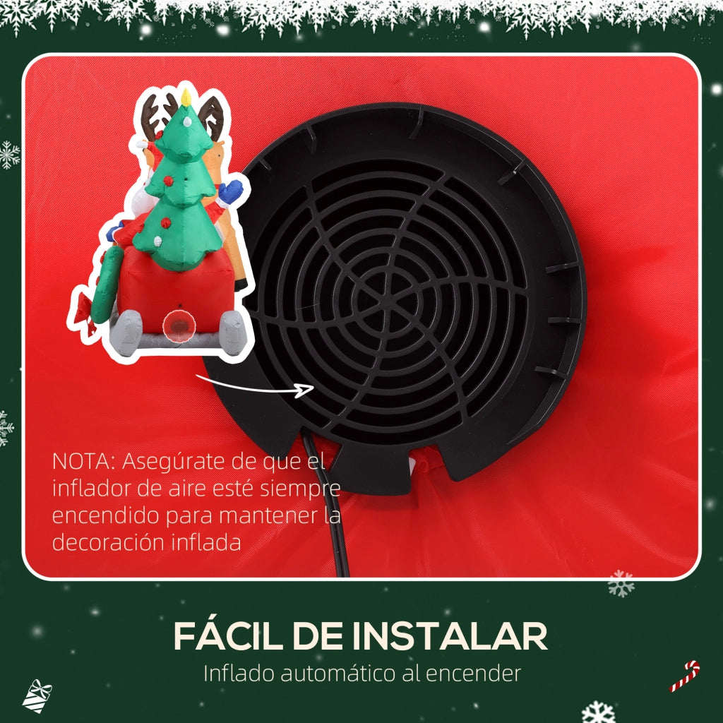 Babbo Natale Gonfiabile con Slitta e Renne ¨C Xylo ¨C 216x90x150 cm con Luci LED