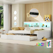 Letto Divano con LED e Contenitore ¨C MINIMAL ¨C Bianco 140x200