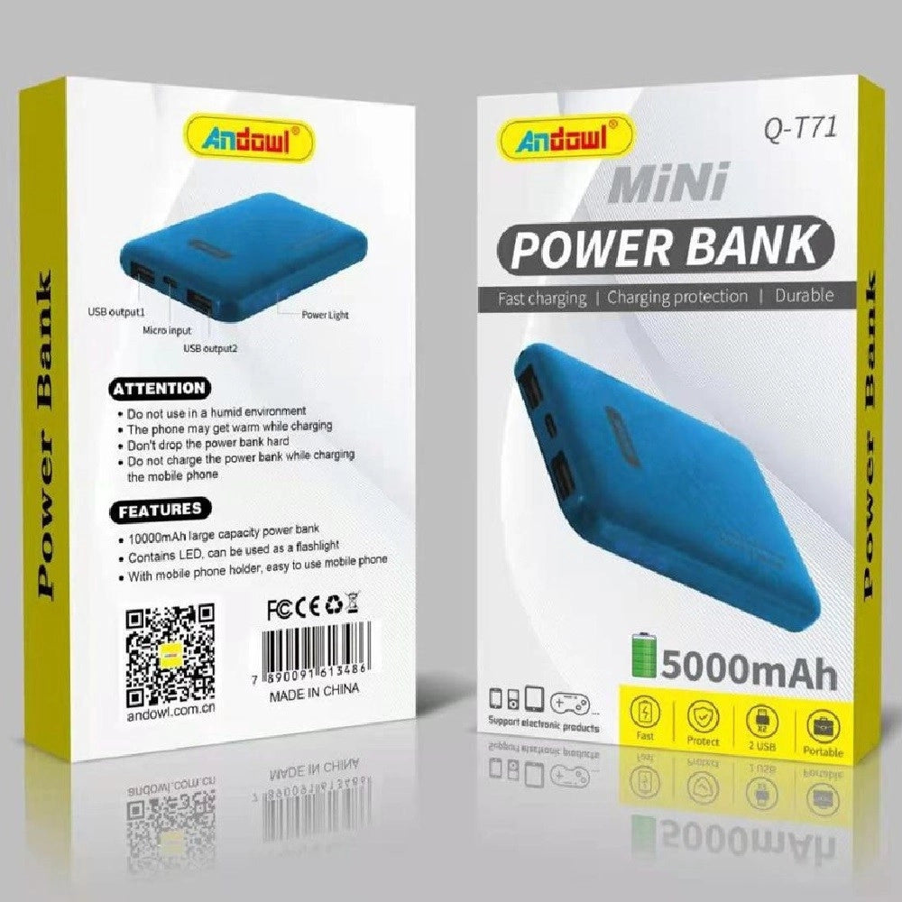 Trade Shop - Mini Power Bank 5000mah Q-t71 Caricatore Ricarica Rapida Portatile 2 Porte Usb -