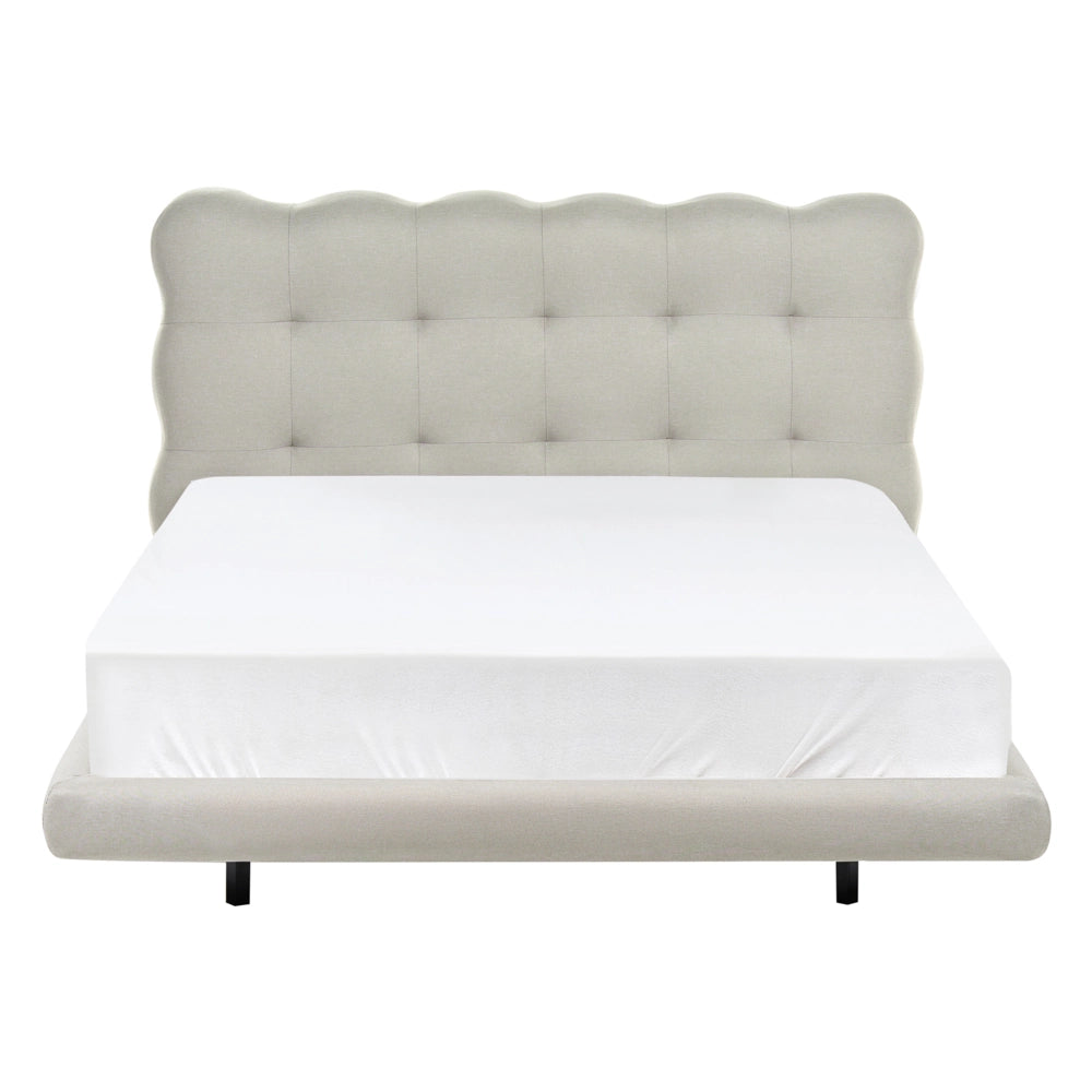 Letto matrimoniale in tessuto con testata trapuntata Beige 140 x 200 cm design moderno