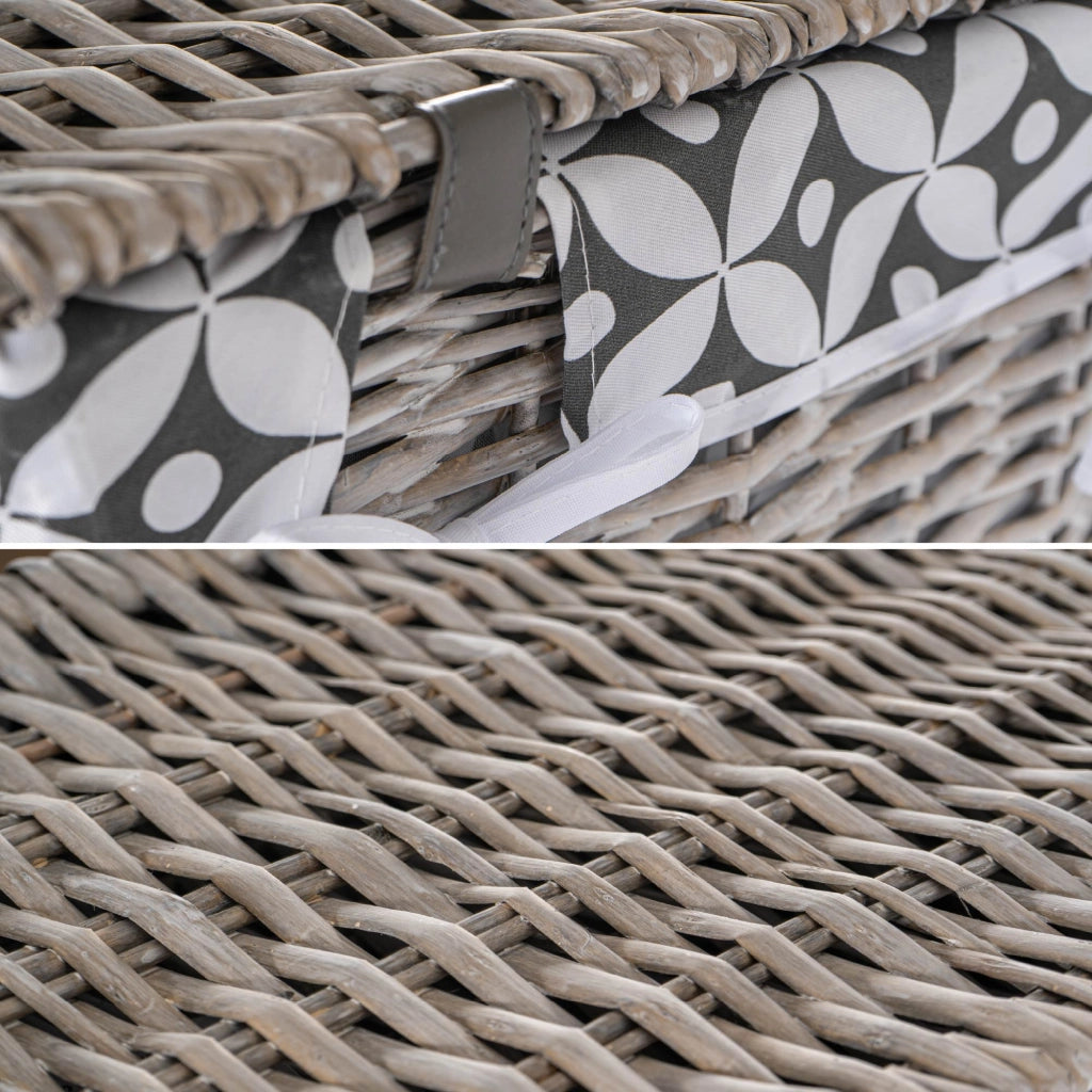 Set 3/5 Pezzi Ceste Portabiancheria in Vimini con Coperchio e Fodera Interna in Tessuto, Contenitori Multiuso per Bucato, Bagno, Lavanderia e Camera da Letto, Design Shabby Chic   5 Ceste NickTipo3