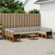 Set di divani da esterno 11 pz Naturale e Grigio Chiaro 3385582