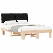 Letto matrimoniale | Letto per adulti | Letto con Testiera Rivestita Nero 140 x 200 cm Pino massello
