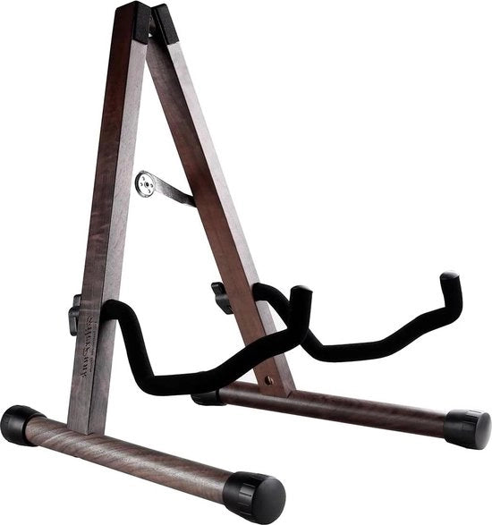 Standaard per chitarra acustica e elettrica - A-frame pieghevole - design di noce nero - compatibile con diversi strumenti