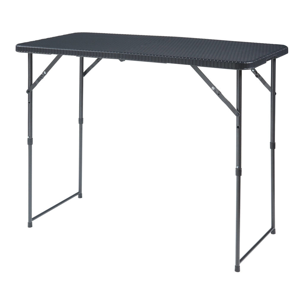 Tavolo da Picnic Adelfia Pieghevole - Nero Effetto Rattan [en.casa]