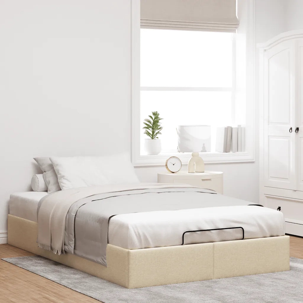 Struttura Letto Pouf senza Materasso Crema 120x190cm in Tessuto