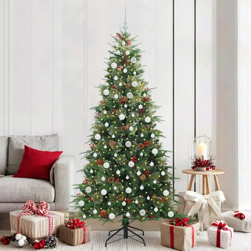 Albero di Natale Artificiale con Rami Pieghevoli Verde 210 cm