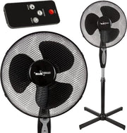Ventilatore per pavimento con telecomando e basso livello di rumore - 40 watt - 3 velocità - 40 cm - Oscillazione - 75 ore Timer - Nero Ventilatore per pavimento