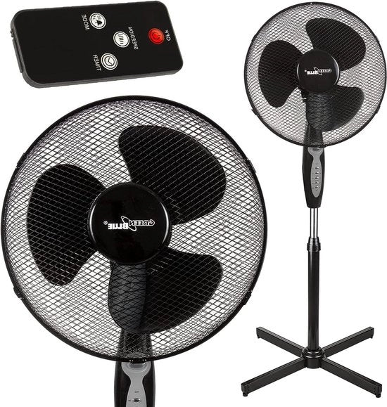 Ventilatore per pavimento con telecomando e basso livello di rumore - 40 watt - 3 velocità - 40 cm - Oscillazione - 75 ore Timer - Nero Ventilatore per pavimento