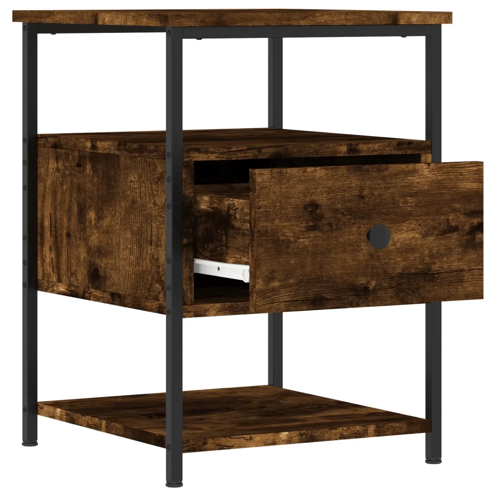 Comodini 2 pz-Set di 2 Tavolino da notte Rovere Fumo 40x42x56 cm in Legno Multistrato
