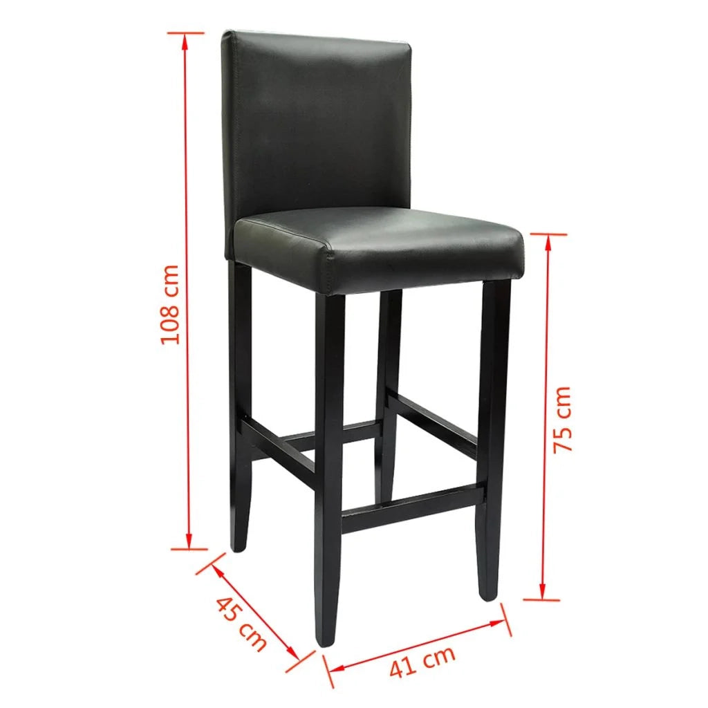 Set di quattro sgabelli da bar di design con seduta in similpelle nera 1202063