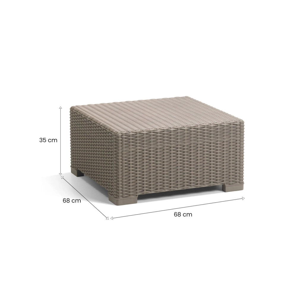 Tavolino da esterno Parksville, Tavolo basso da giardino, Mobiletto outdoor multiuso, Mensola multifunzione, 68x68 h35 cm, Tortora
