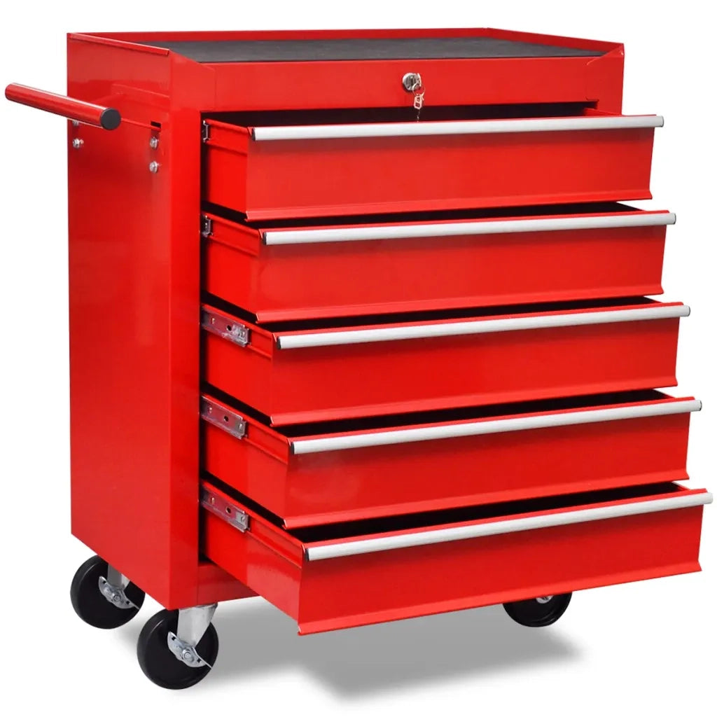 Carrello Portautensili con 5 Cassetti Rosso per Garage cod mxl 51523
