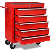 Carrello Portautensili con 5 Cassetti Rosso per Garage cod mxl 51523
