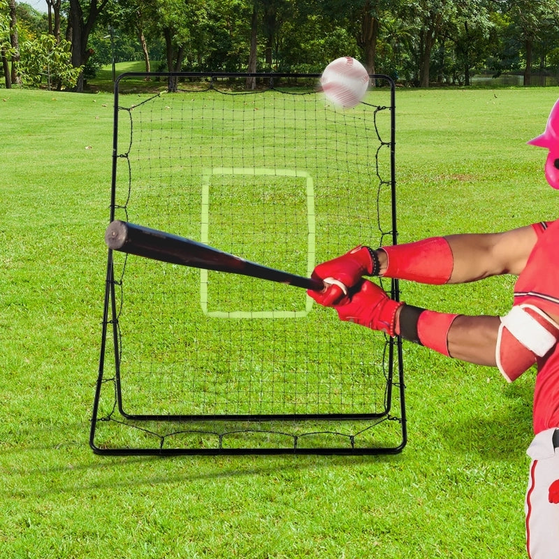 Rete rebound per baseball portatile con telaio in metallo e zona bersaglio, 174 x 123 x 90 cm, nero
