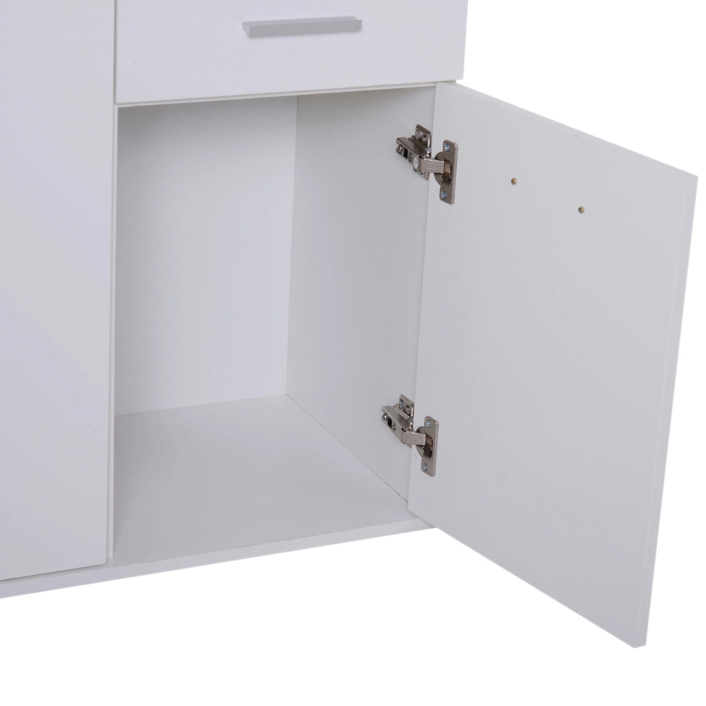 EasyComfort Credenza Soggiorno con 3 Armadietti e 2 Cassetti, Madia Soggiorno Moderna Salvaspazio con Ripiano Regolabile in Legno, 106x35x76 cm, Bianco