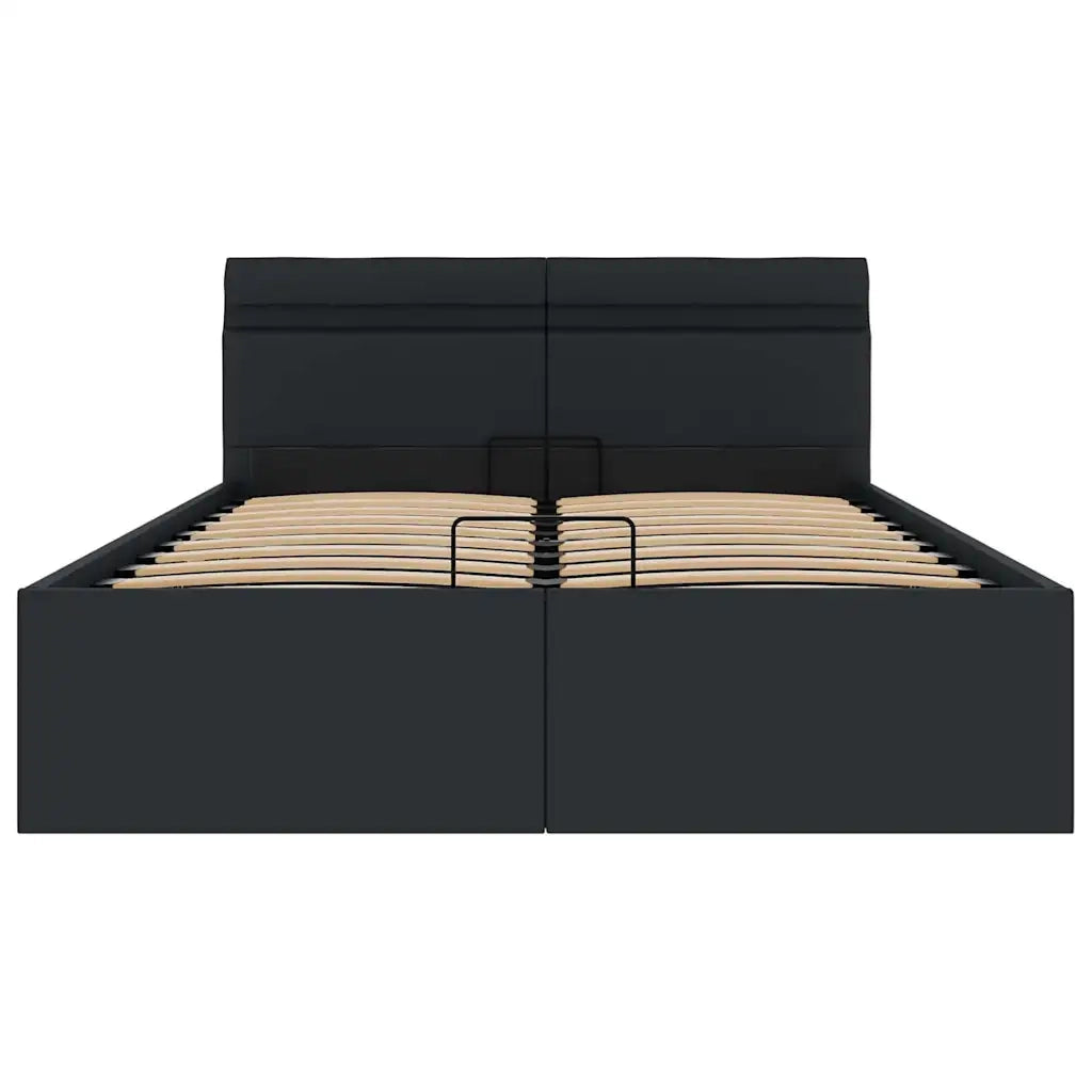 Giroletto Contenitore Idraulico LED Nero Similpelle 140x200 cm 285543