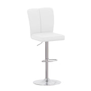 Set di 2 sgabelli da bar girevoli 360° con altezza regolabile e poggiapiedi in similpelle bianca e metallo argento