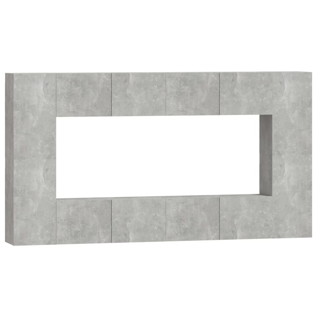 Set di mobili da 8 pezzi tra cui armadio credenza mobile TV televisore per soggiorno camera da letto salotto legno ingegnerizzato grigio 02_0025249