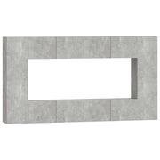 Set di mobili da 8 pezzi tra cui armadio credenza mobile TV televisore per soggiorno camera da letto salotto legno ingegnerizzato grigio 02_0025249