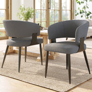 Sedia 59x46.5x81.5 cm ergonomica con schienale curvo in flanella e metallo grigio