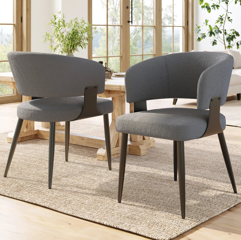 Sedia 59x46.5x81.5 cm ergonomica con schienale curvo in flanella e metallo grigio