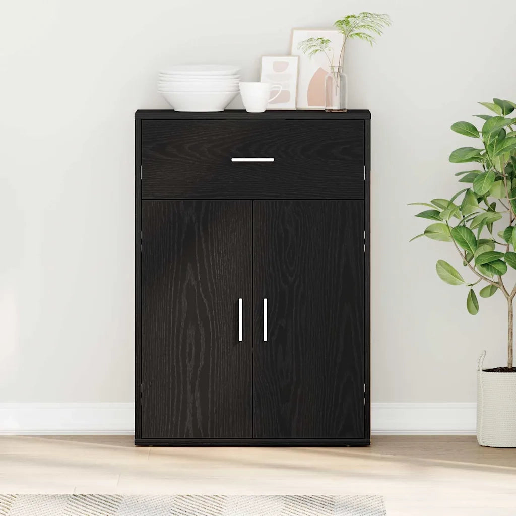 vidaXL Credenza Rovere nero 79 x 38 x 80 cm Legno multistrato