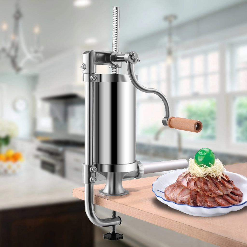1,5kg Macchina insaccatrice per salsicce in acciaio inox con 4 tubi di riempiment, Insaccatrice manuale