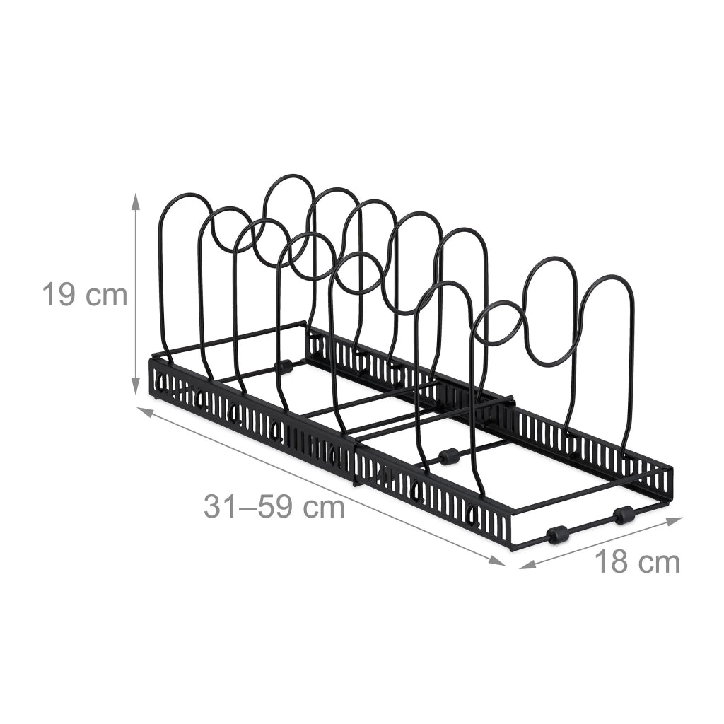 Organizer estensibile per cucina 6 scomparti pratici per pentole e padelle in metallo nero 13_0015295
