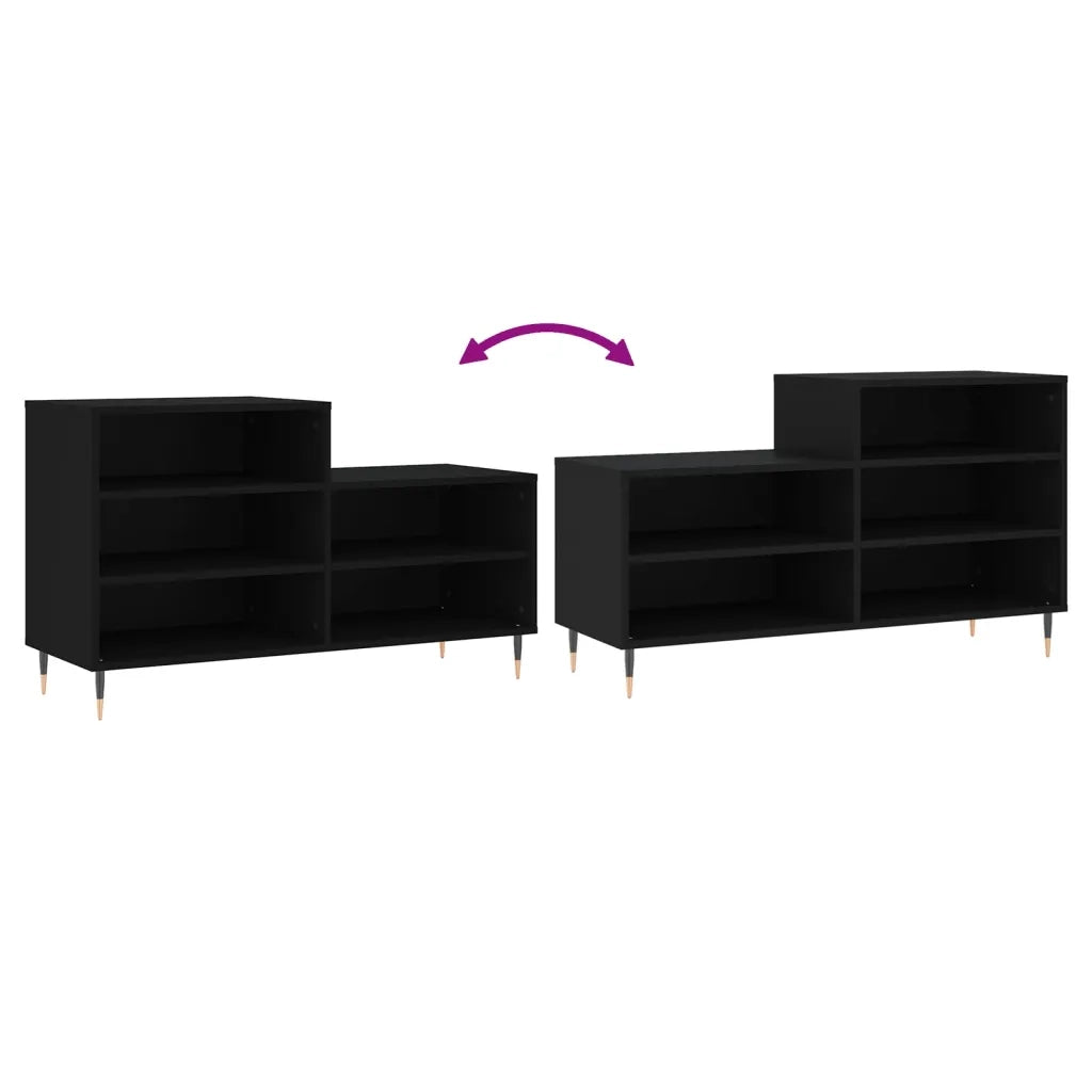 Scarpiera-Scaffale per scarpe Nera 102x36x60 cm in Legno Multistrato 239456