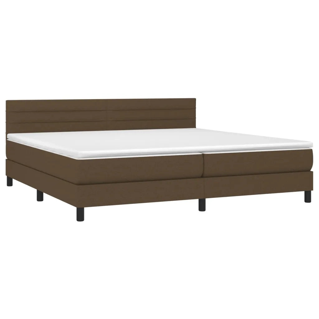 Letto a Molle Materasso e LED MarroneScuro 200x200cm in Tessuto 3133264