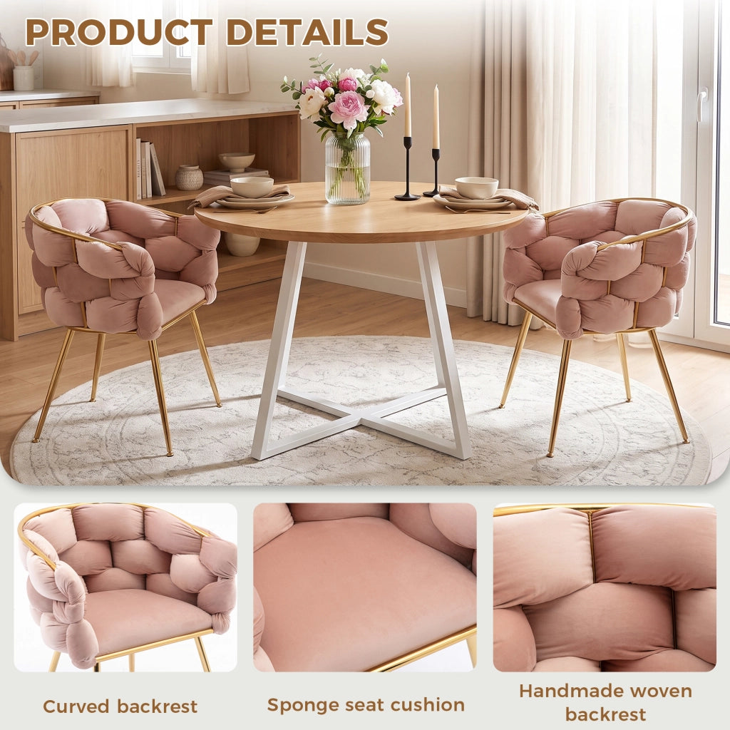 SEDIA Imbottita in velluto rosa con struttura in metallo Set da 2 pezzi