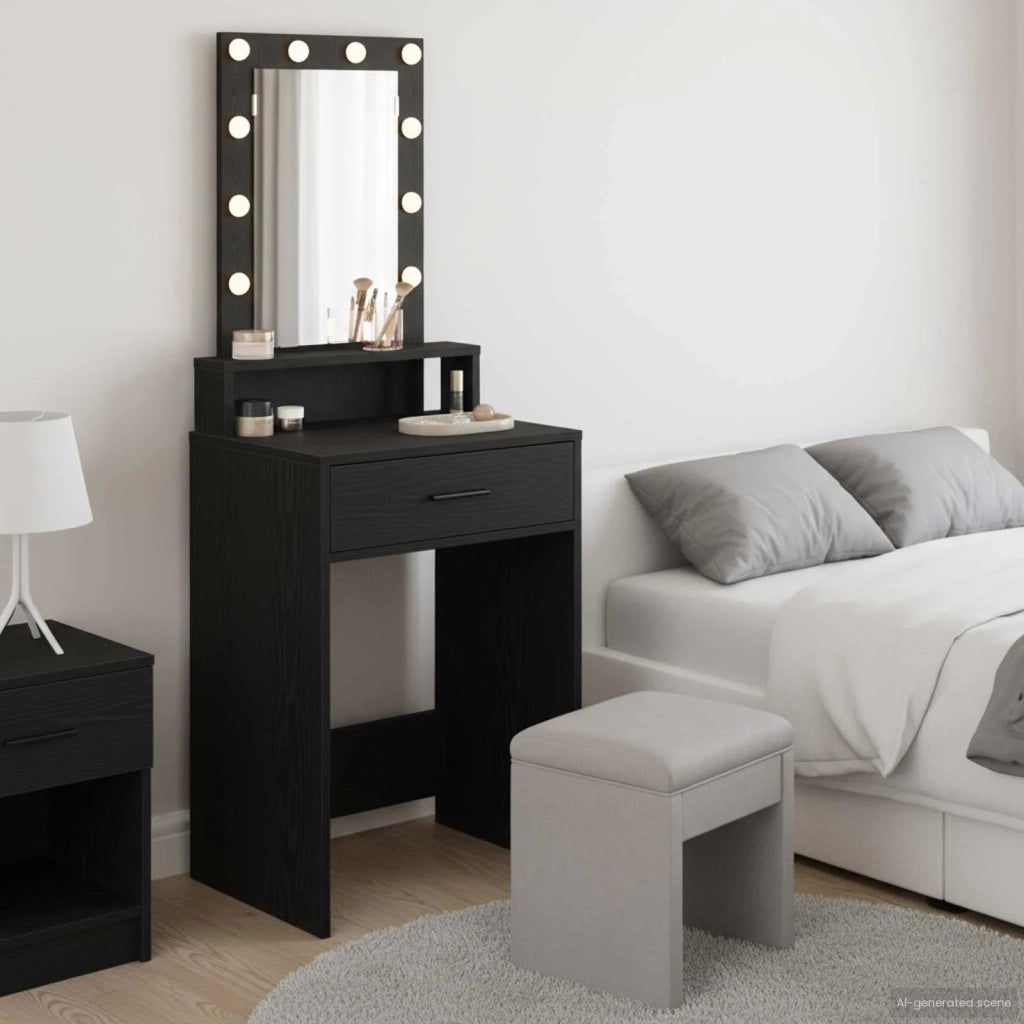 Tavolo da Trucco Nero 50 x 41 x 140 cm Legno multistrato 865155