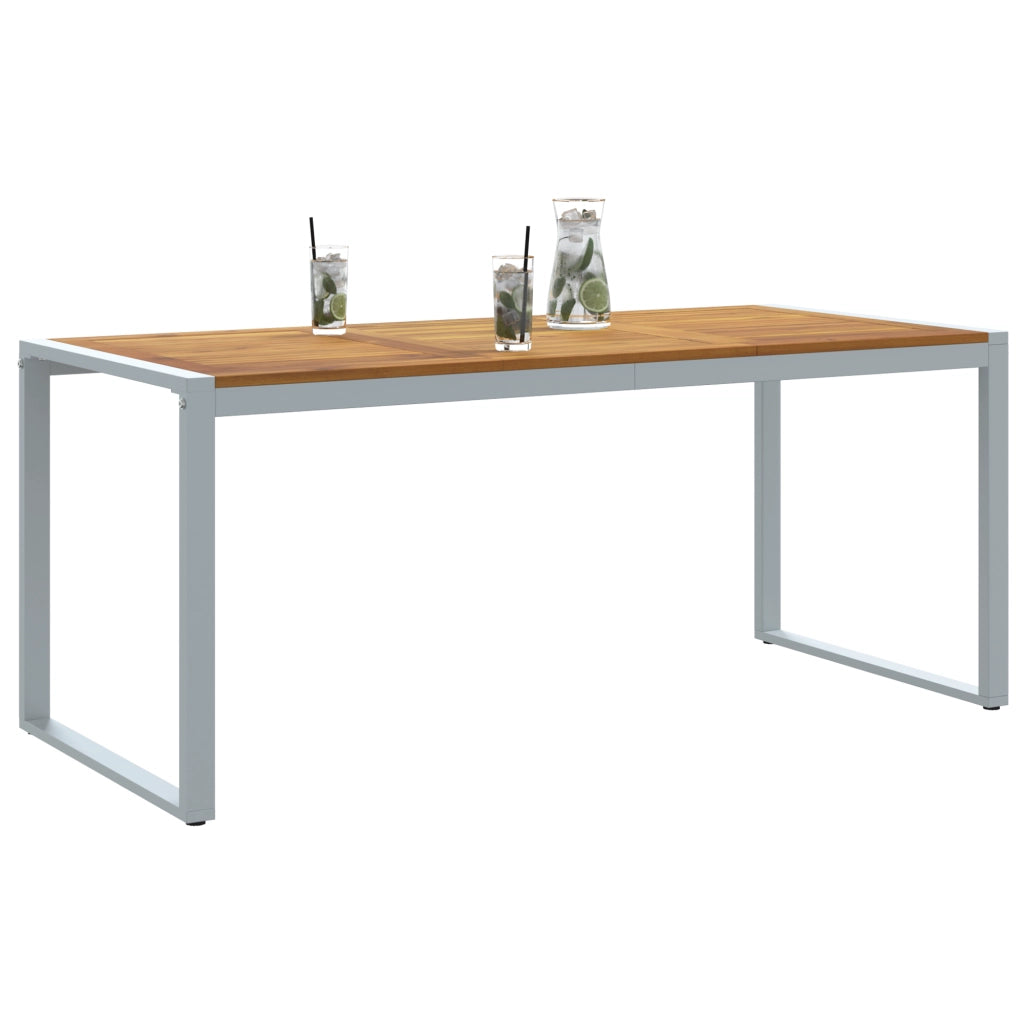 Tavolo da pranzo all'aperto  Grigio 180x90x75 cm Acciaio e Legno Massello di Acacia