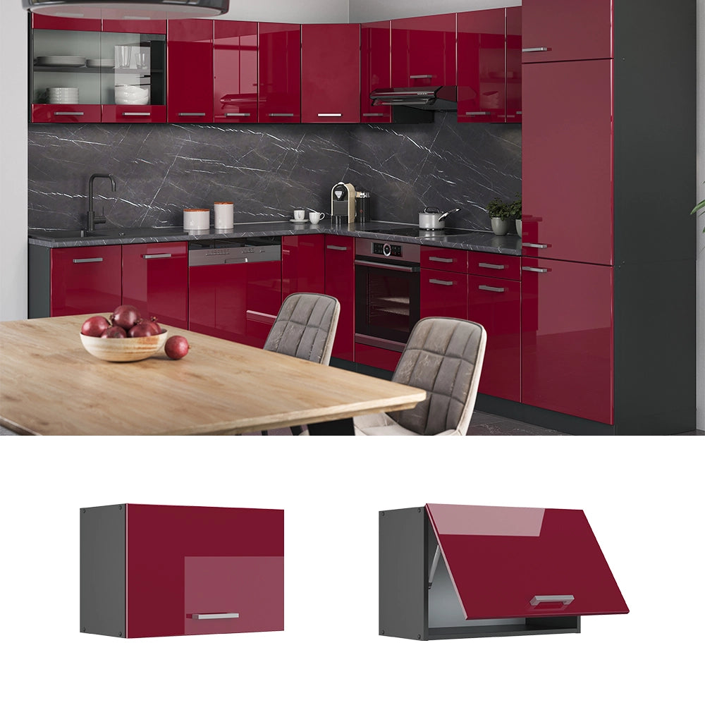 Vicco Pensile da cucina Rosso lucido 60 cm Piatto
