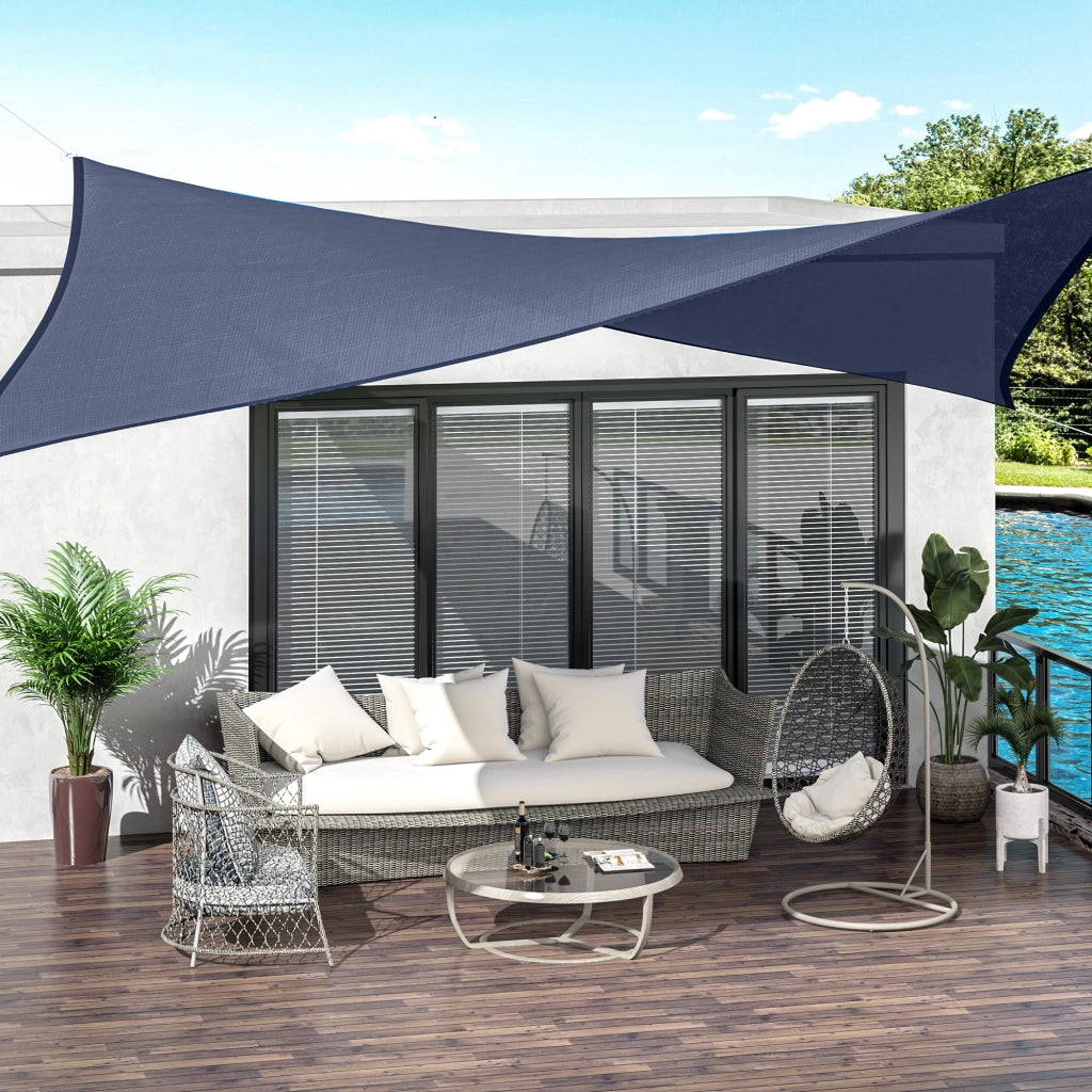 Toldo Vela Rettangolare 4x6 m ¨C zephmum ¨C Blu per Giardino Patio con Anelli Acciaio Inox
