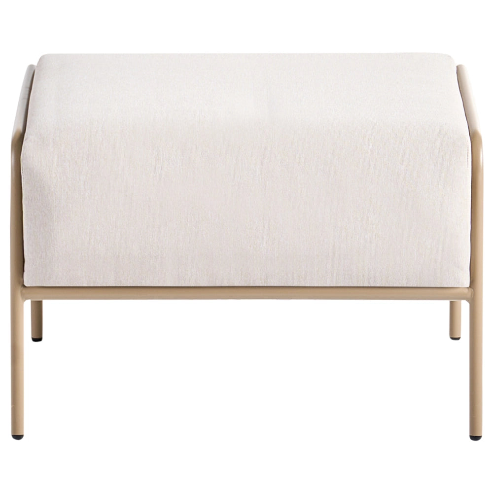 Set di 2 sedie da giardino beige con cuscini imbottiti schienale struttura in metallo e poggiapiedi Design moderno per esterni
