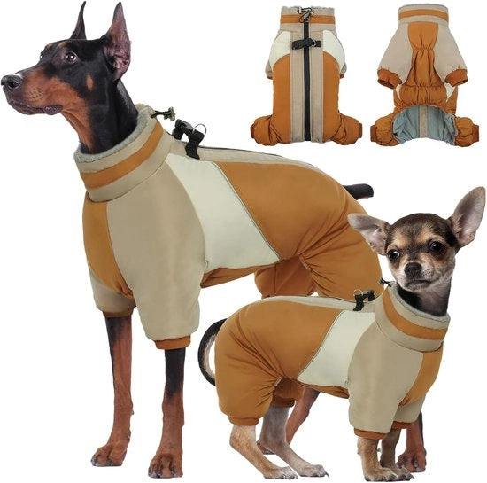 Giacca impermeabile per cani con strisce riflettenti e cinturino per avventure colorate