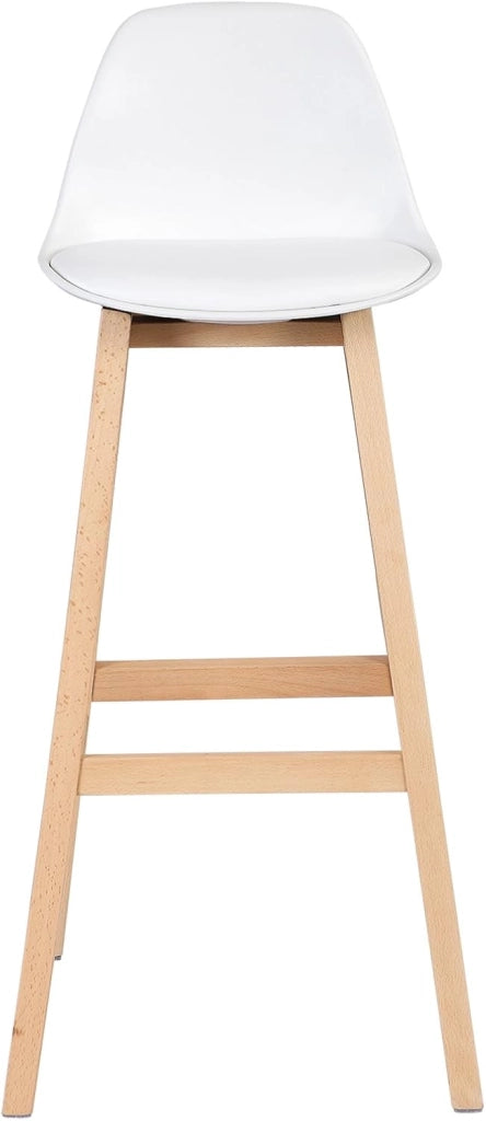 Sgabello da Bar Sedia Alta Cucina Ristorante con Schienale Poggiapiedi PU Legno Moderno 1 Pezzo Bianco