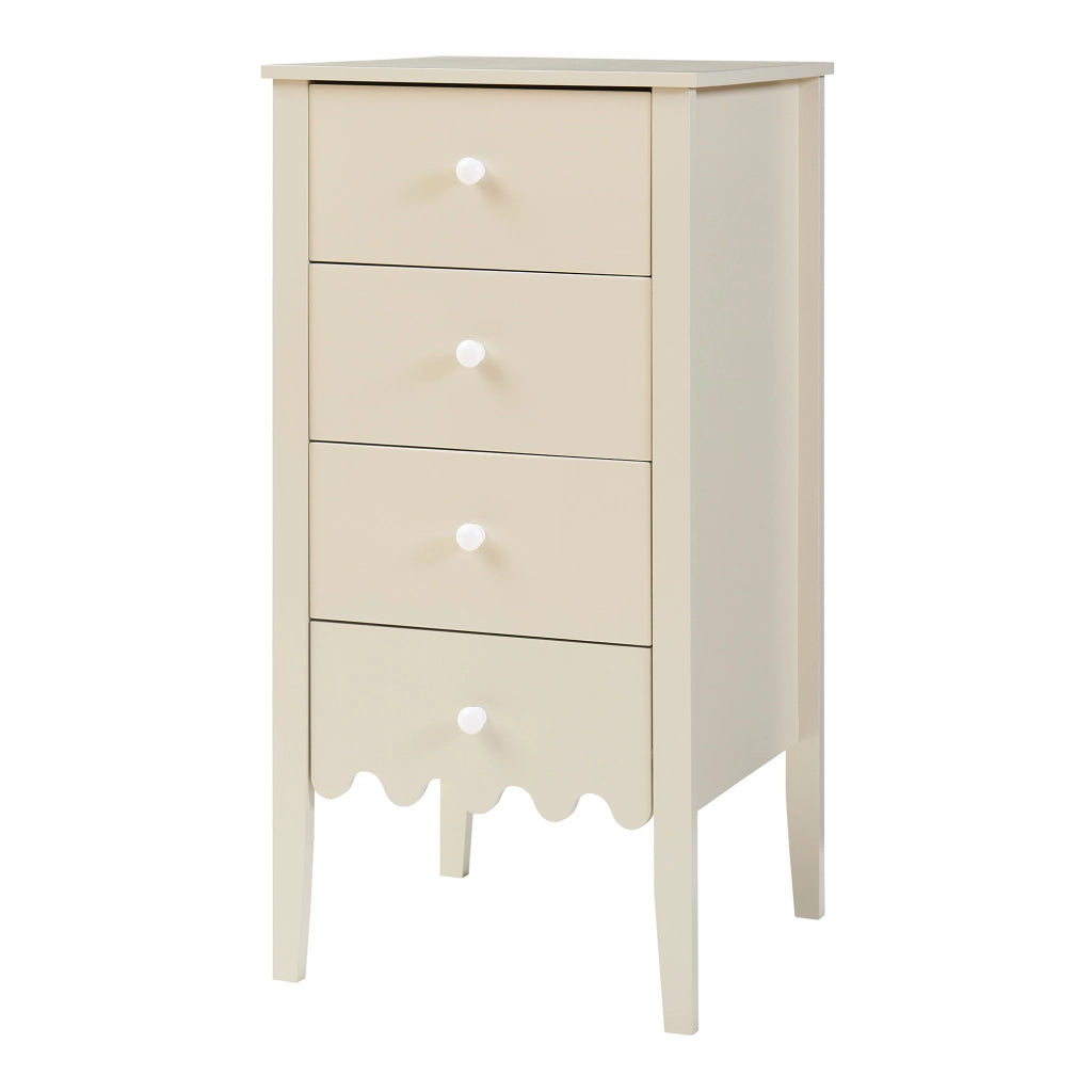 Cassettiera Luspoo Mobile Contenitore a 4 Cassetti 82 x 40 x 40 cm - Bianco Crema [en.casa]