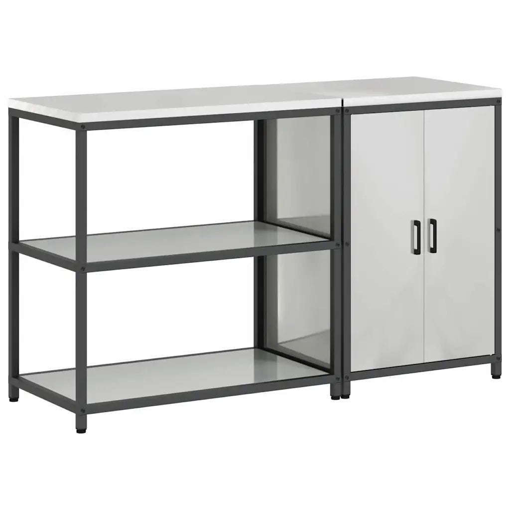 vidaXL Set di Stoccaggio per Cucina 2 pcs Argento 150 x 50 x 92 cm