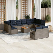 Set Divani da Giardino 13 pz con Cuscini Grigio in Polyrattan 3224801