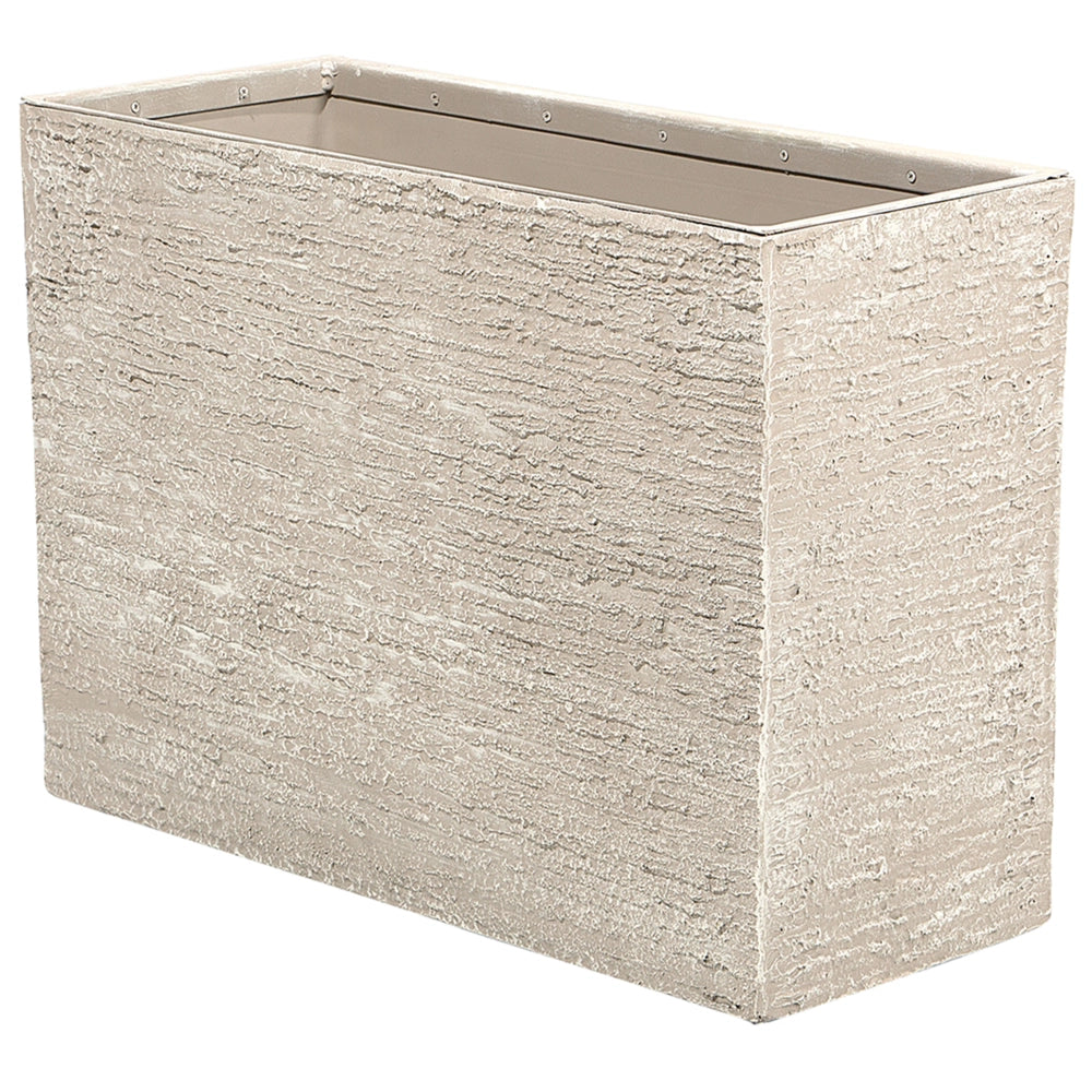 Vaso per piante in pietra beige 50 x 70 x 29 cm Fioriera rettangolare per interni ed esterni