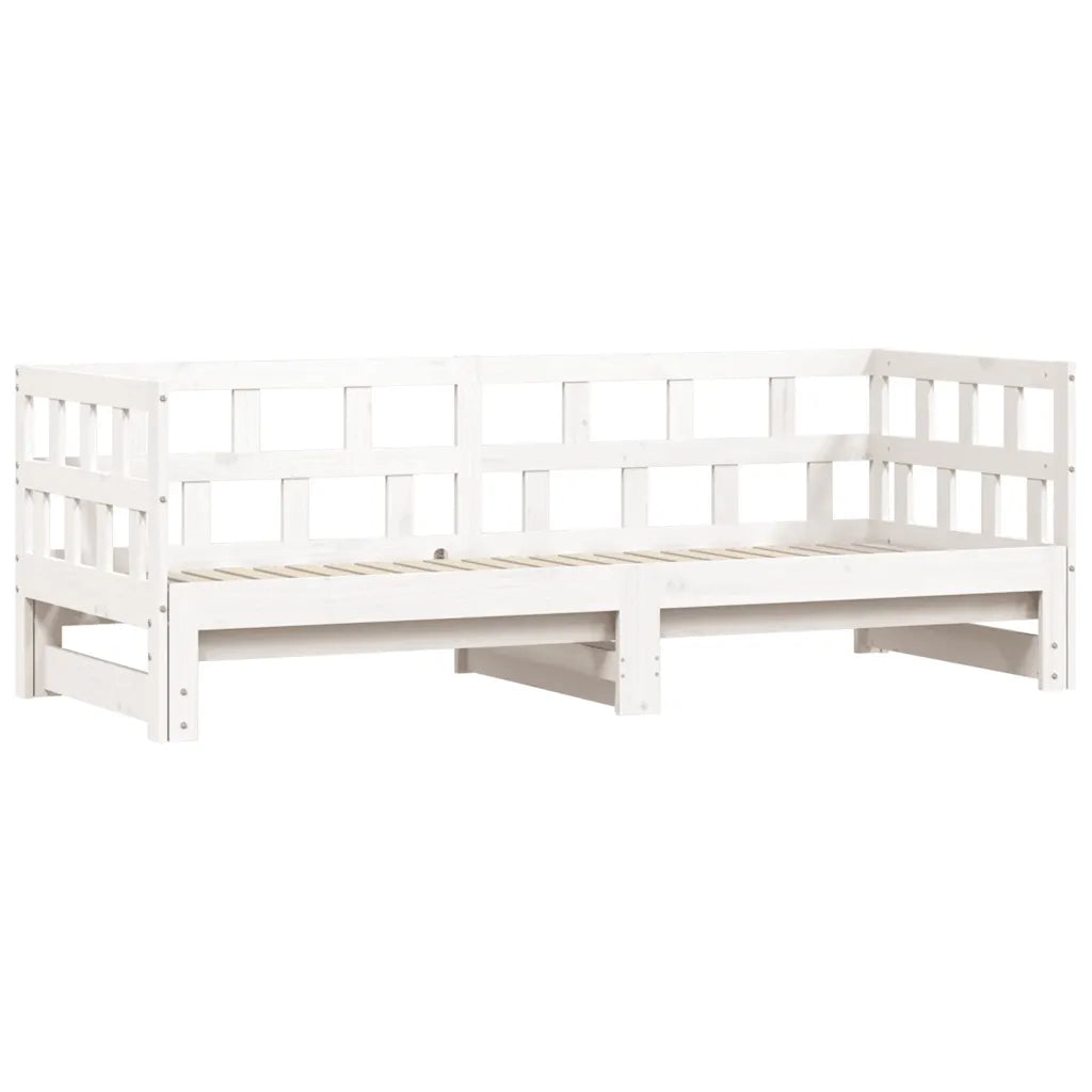 Divano Letto con Letto Estraibile Bianco 80x200cm Massello Pino 836208