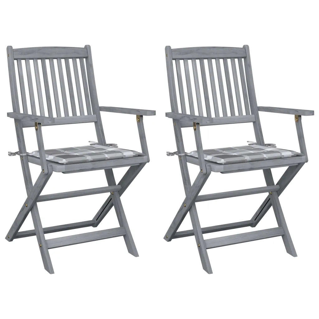 Sedie da Giardino Pieghevoli 2pz con Cuscini in Massello Acacia cod mxl 6328