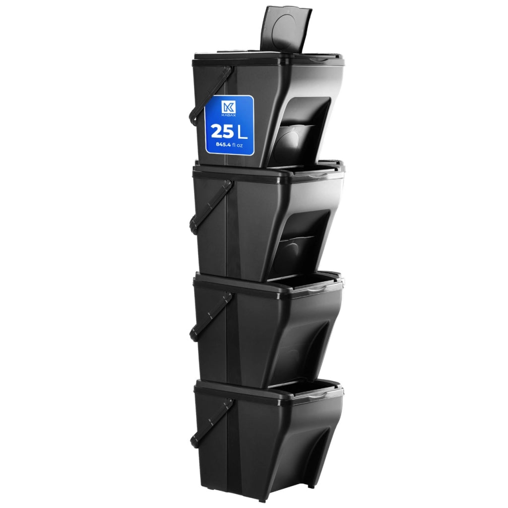 Pattumiere KADAX 4x25L Contenitore per rifiuti per la raccolta differenziata con adesivi