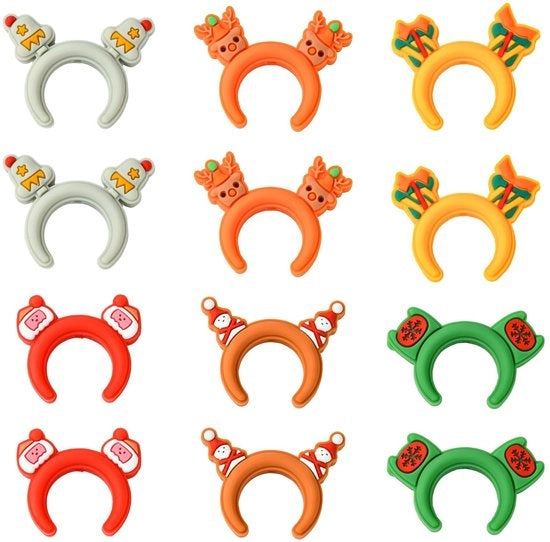 Accessori per gioielli in silicone, 12 pezzi, tema natalizio, spacer in plastica cartoon, per creare gioielli DIY, accessorio divertente